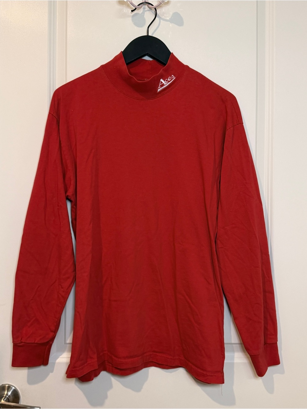 Red Long Sleeve Mock Neck Shirt